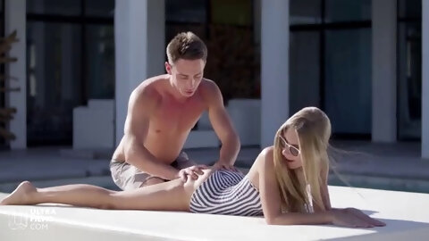 Petite Blonde Takes A Huge Dick In The Ass Outside